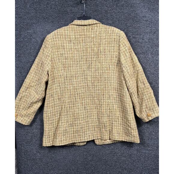 Weill Blazer Womens 16 Brown Wool Tweed Houndstooth Check Lined Jacket Coat - Picture 2 of 10
